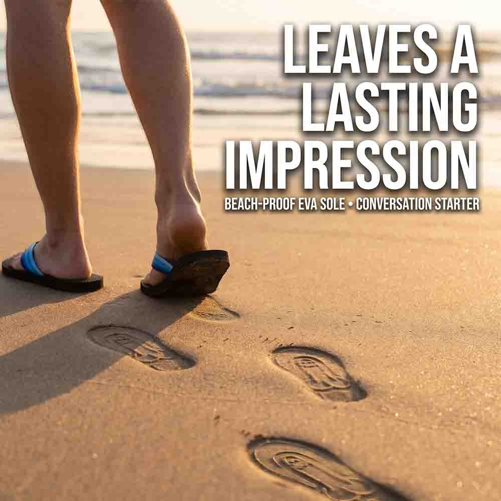 Person walking the beach leaving a Soleprint trail in the sand